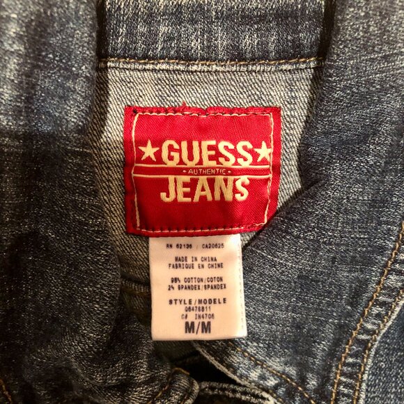Vintage Y2K GUESS Jeans Cropped Denim Jacket Women’s Size M – Stretch Blue Jean - Picture 5 of 6